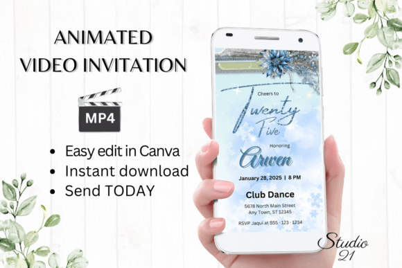 25 Birthday Invitation: Animated Video Templates