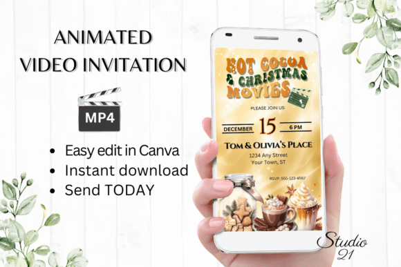 Animated Hot Chocolate Movie Invite