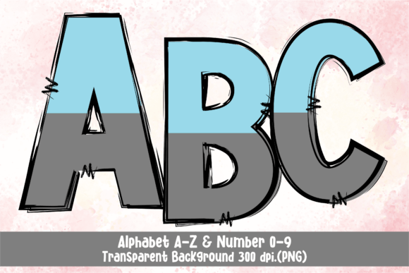 Autosexual Flag Doodle Alphabet PNG