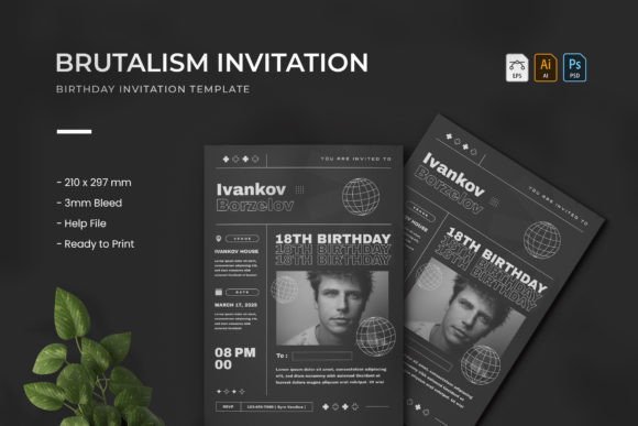 Brutalism - Birthday Invitation: A Bold Statement for Modern Celebrations