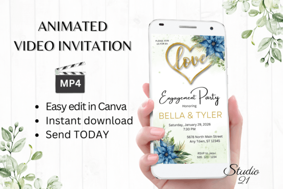 Christmas Engagement Party Invite W1210: The Ultimate Digital Solution for Your Holiday Celebration