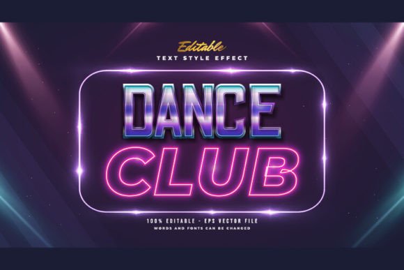Dance Club Text: Retro & Neon Effects
