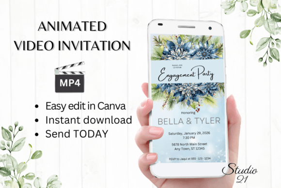 Mastering Modern Celebrations with the Winter Engagement Party Invite W1256