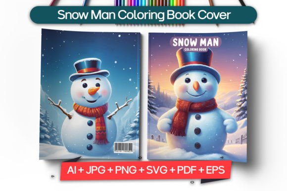 Snow Man Coloring Book Cover Design