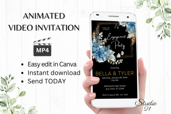 Streamlining Holiday Announcements with the Christmas Engagement Party Invite W1213 Digital Template