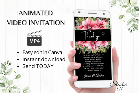 Streamlining Post-Wedding Gratitude with the Christmas Wedding Thank You W9197TU Digital Template