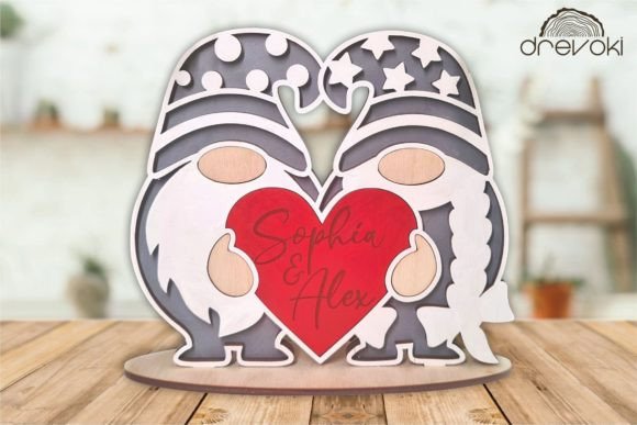 Valentines Gnome on Stand Svg: A Versatile Design for Laser Cutting and Crafting