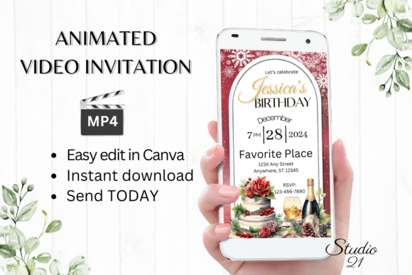 Winter Birthday Party Invitation: Digital & Animated