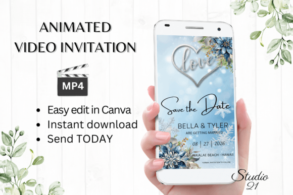 Winter Save the Date Announcement W2250: A Modern Digital Invitation Solution